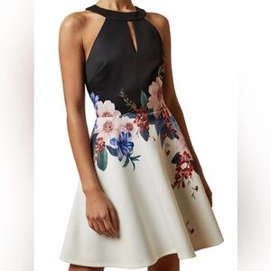 TED BAKER Floral Print Tildda Scuba Neoprene Skater Dress